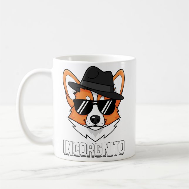 Caneca De Café Incorgnito Stealthy Corgi in Shades (Esquerda)