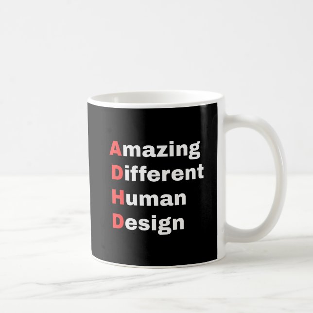 Caneca De Café Incrível Design Humano Diferente - Orgulho ADHD (Direita)