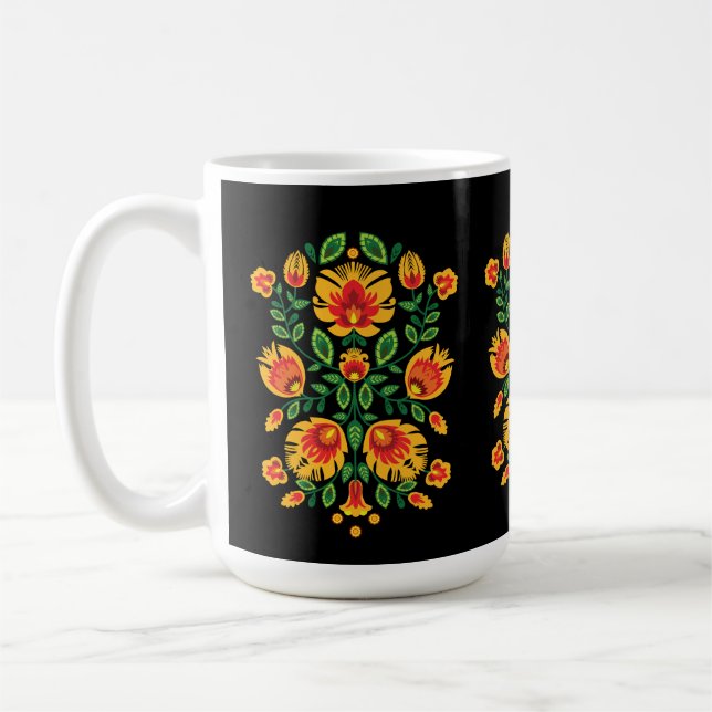 Caneca De Café 💛 🧡 ❤️ Incrível Folk Wycinanki (Esquerda)