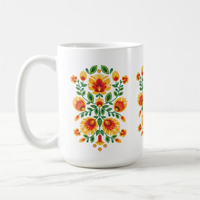 Caneca De Café 💛 🧡 ❤️ Incrível Folk Wycinanki (Esquerda)