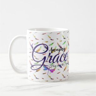 Caneca De Café Incrível Grace Penas coloridas  