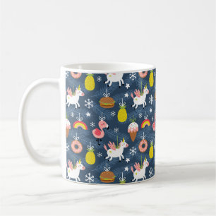 Caneca De Café Incrível padrão de natal Unicórnios e Flamingos