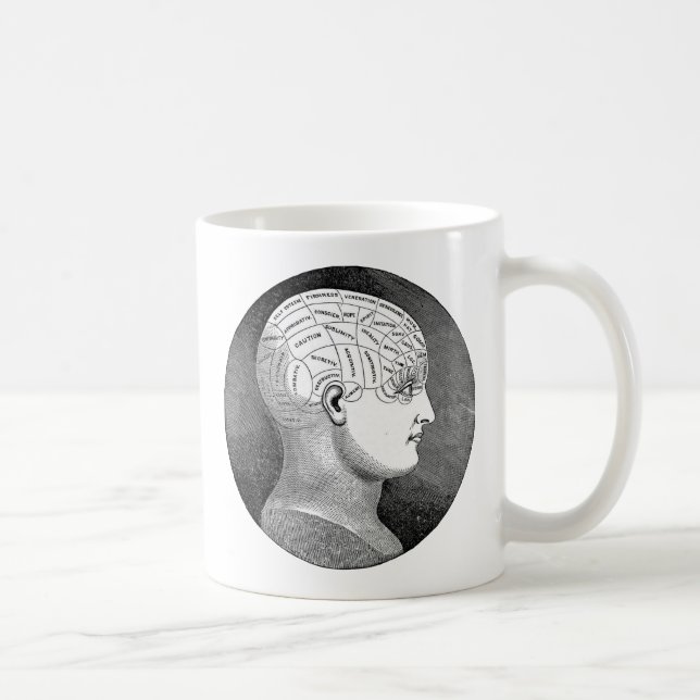 Caneca De Café Incrível Vintage Art Phrenology head Diagrama (Direita)