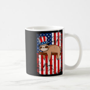 Caneca De Café Independência De Bandeiras Americanas Cute Sloth