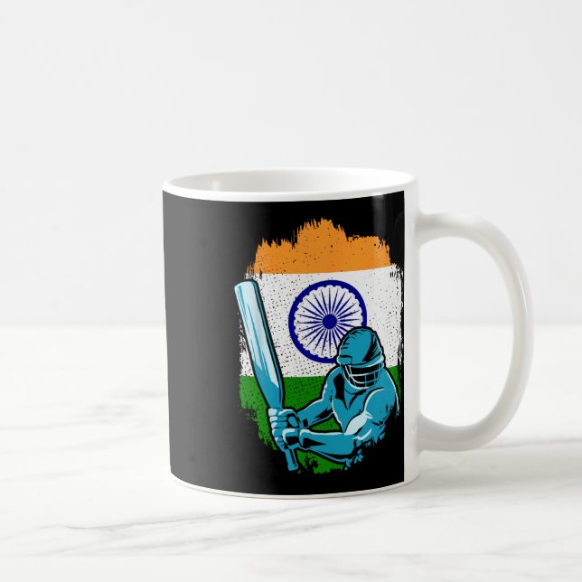 Caneca De Café India Cricket Player Indian Flag Cricket Fan  (Direita)