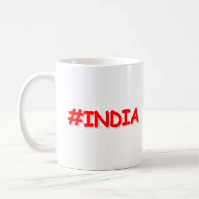 Caneca De Café "#Índia" Design. Comprar Agora (Esquerda)