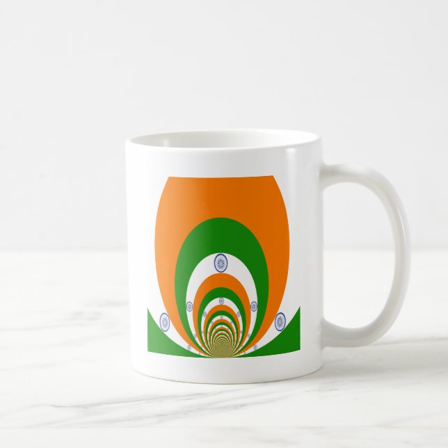 Caneca De Café Índia Flag Kaleidoscope: Unidade sem fim e Patriot (Direita)