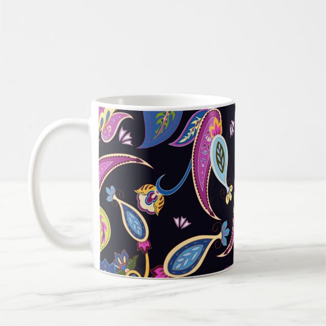 Caneca De Café Índia Paisley Seamless Floral Ornament (Esquerda)