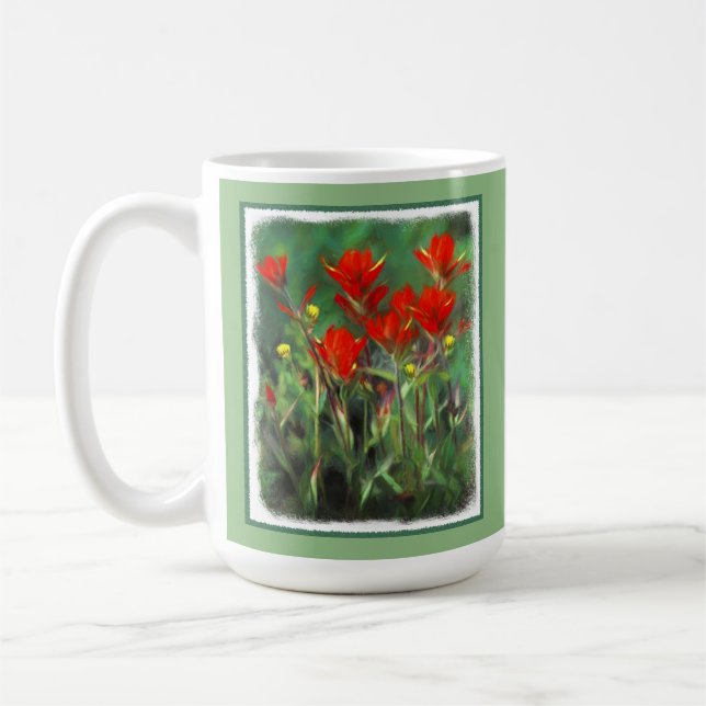 Caneca De Café Indian Paintbrush Painting - Original Flower Art (Esquerda)