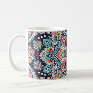 Caneca De Café Indian Paisley: Padrão Étnico de Mandala