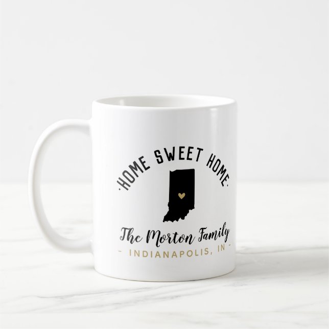 Caneca De Café Indiana Home Sweet Home Family Monograma Mug (Esquerda)