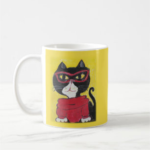 Caneca De Café Indie Folk Art Turtleneck Cat Pintura Divertida