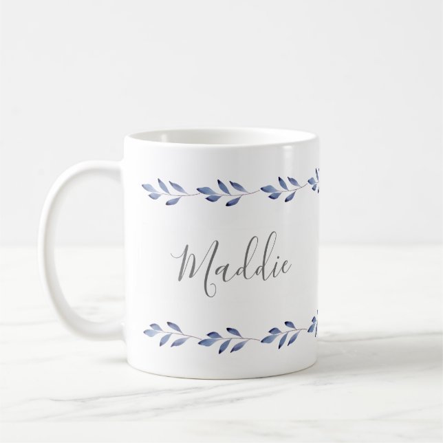 Caneca De Café Indigo Watercolor Deixa Garland (Esquerda)