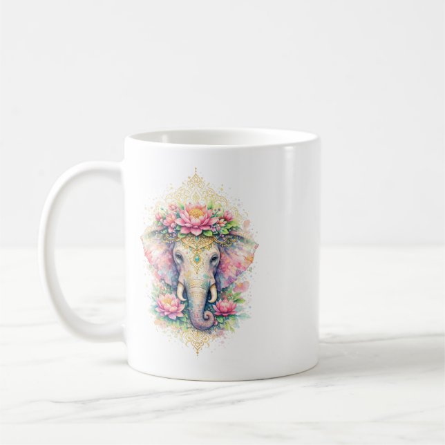 Caneca De Café Indischer Frühling - Elefant mit Blumen (Esquerda)