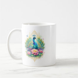 Caneca De Café Indischer Frühling - Pfau mit Lotus