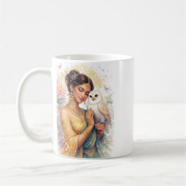 Caneca De Café Indischer Frühling - Porträt Frau mit Eule