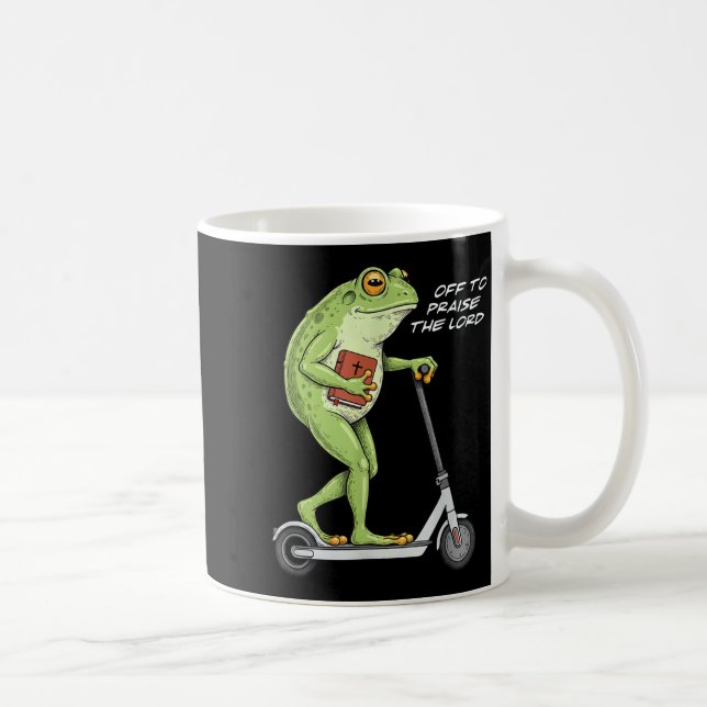 Caneca De Café Indo Para Louvar O Senhor Sapo Engraçado Meme Cris (Direita)