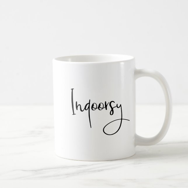 Caneca De Café Indoorsy Script Funny  (Direita)