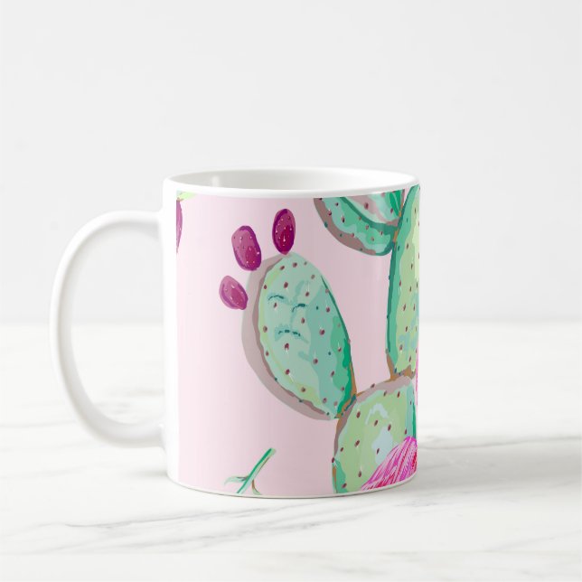Caneca De Café Inflamingo rosa, aves exóticas, flores suaves, ros (Esquerda)