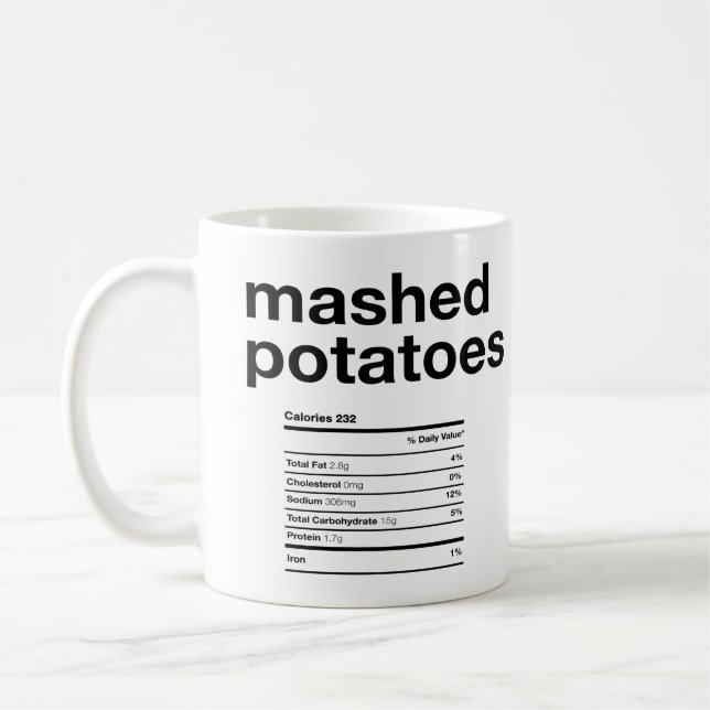 Caneca De Café Informações Nutricionais de Purê de Batata (Esquerda)