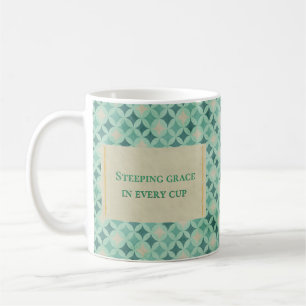 Caneca De Café "Infundindo Graça em Cada Xícara" Geométrico em Az