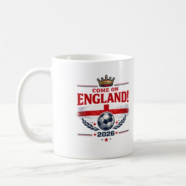 Caneca De Café Inglaterra Vamos Inglaterra 2026 Torcedor de Futeb (Esquerda)
