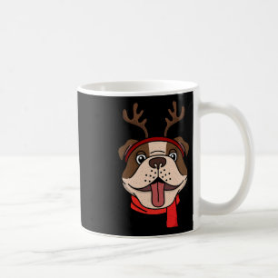 Caneca De Café Inglês Buldogue Christmas Reindeer Antlers Xmas