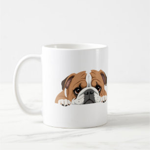 Caneca De Café Inglês Buldogue Peeking Bonito E Engraçado Animal