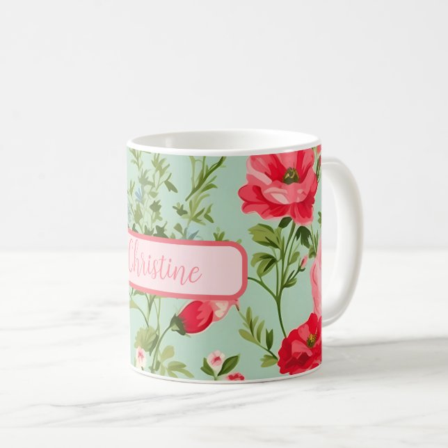 Caneca De Café Inglês Country Wildflower Personalizado (Frente Esquerda)