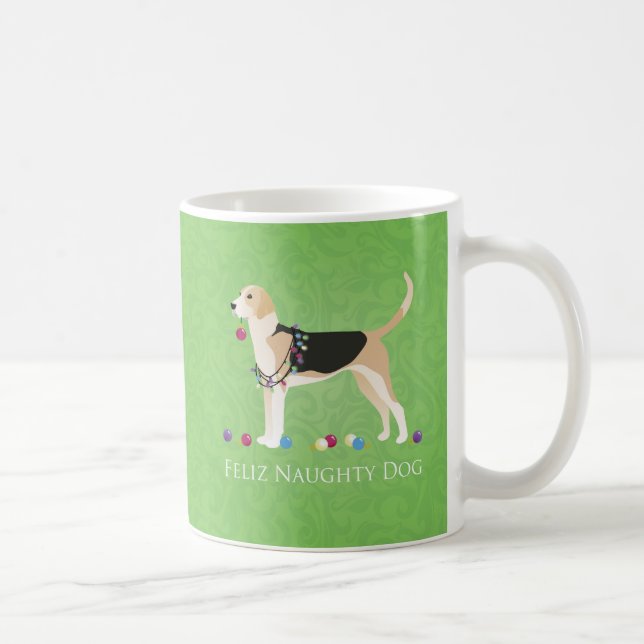 Caneca De Café Inglês Foxhound Christmas - Feliz Naughn (Direita)