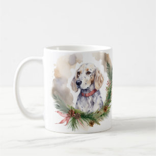 Caneca De Café Inglês Setter Christmas Wreath Festivo Pup