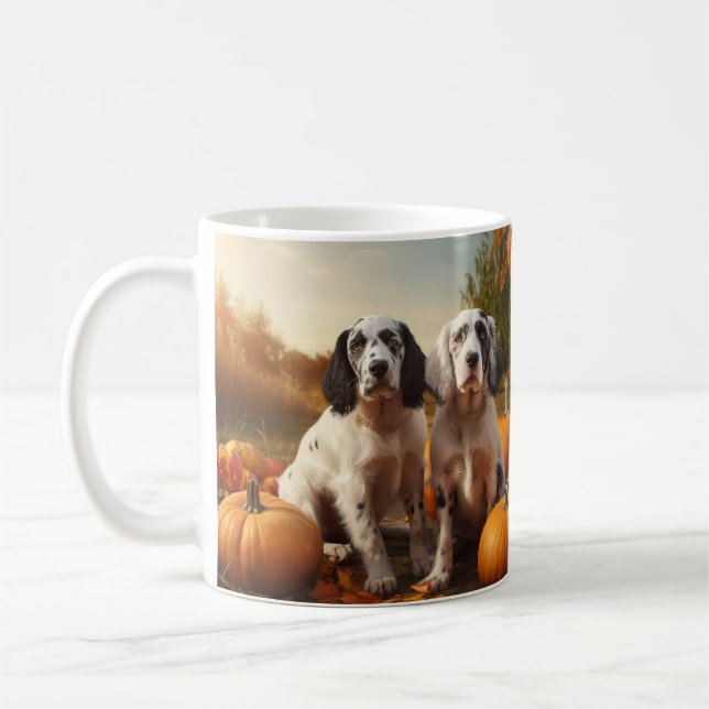 Caneca De Café Inglês Setter Puppy Autumn Delight Pumpkin (Esquerda)