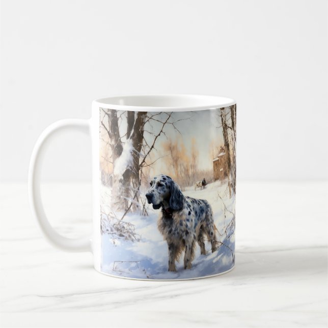 Caneca De Café Inglês Setter Que Neve Natal (Esquerda)