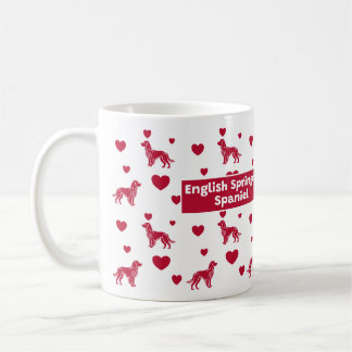 Caneca De Café Inglês Springer Spaniel Mug Com Corações Vermelhos