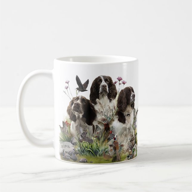 Caneca De Café Inglês Springer Spaniels, Arte (Esquerda)