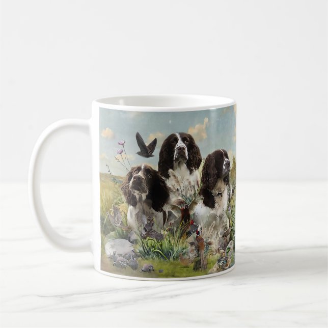Caneca De Café Inglês Springer Spaniels, Arte (Esquerda)