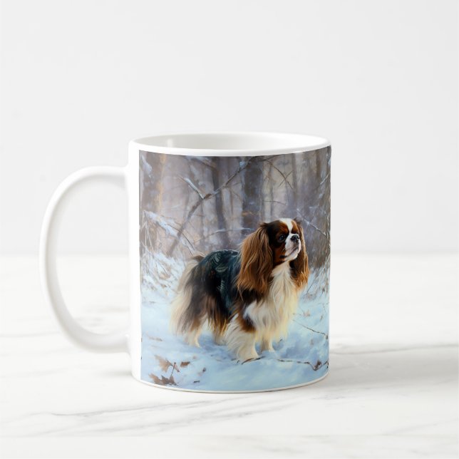 Caneca De Café Inglês Toy Spaniel Deixe-o nevar Natal (Esquerda)