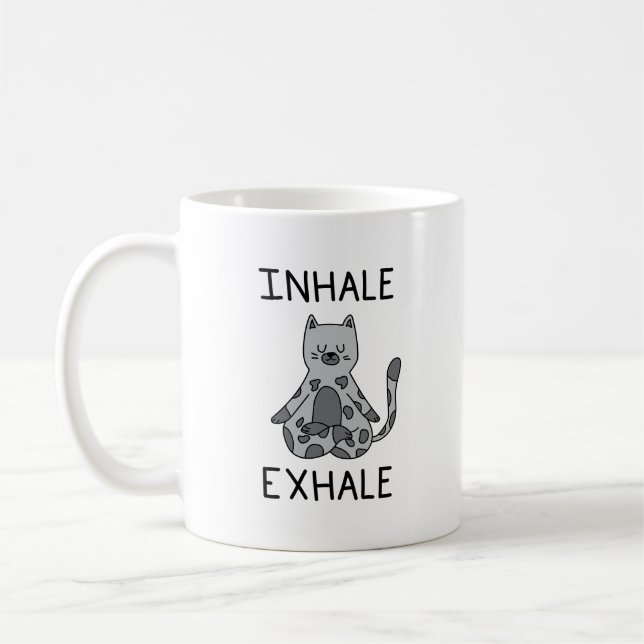 Caneca De Café Inhale Exhale Yoga Cat (Esquerda)