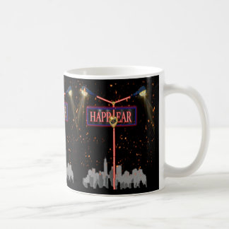 Caneca De Café Inicia o Ano Novo: Um Jovens e Vibrante