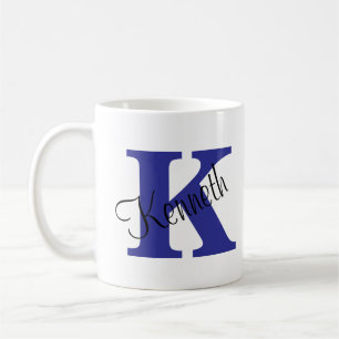 Caneca De Café Iniciais Clássicos e Elegantes e Marinho de Nome A