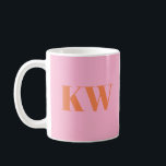 Caneca De Café Iniciais de Monograma Laranja Cor-de-Rosa Moderna<br><div class="desc">Monograma Cor-de-Rosa Moderno Iniciais de Café Personalizado</div>