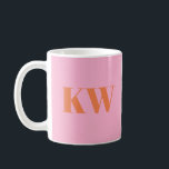 Caneca De Café Iniciais de Monograma Laranja Cor-de-Rosa Moderna<br><div class="desc">Monograma Cor-de-Rosa Moderno Iniciais de Café Personalizado</div>