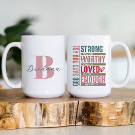 Caneca De Café Iniciais do Nome Monograma Fé Cristã