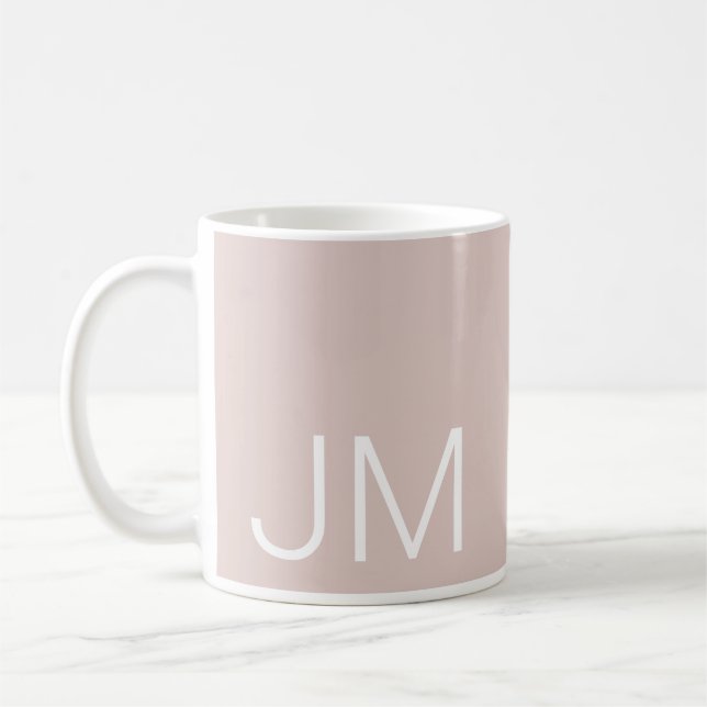 Caneca De Café Iniciais Maiúsculas Monogramadas Rosa Pálido (Esquerda)