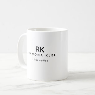 Caneca De Café Iniciais, nome e slogan personalizados 'Eu gosto d