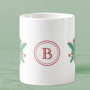 Caneca De Café Inicial, Aquarela de Bagas e Bouquet de Verduras