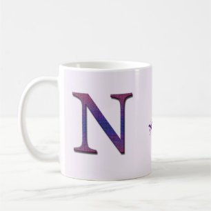 Caneca De Café Inicial azul cor-de-rosa roxa do monograma da