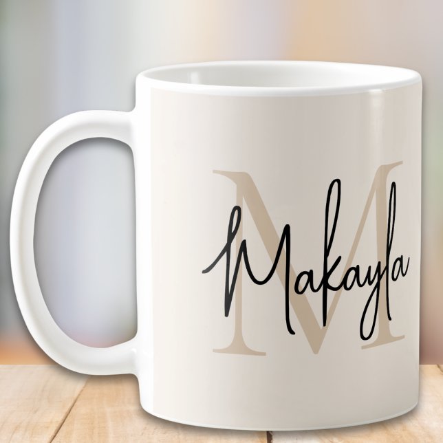 Caneca De Café Inicial de Monograma Moderno (Criador carregado)