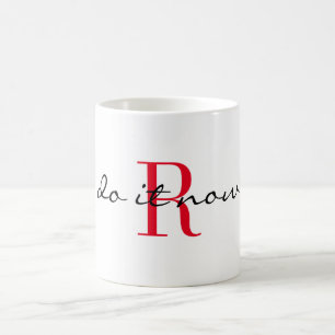 Caneca De Café Inicial de Monograma Vermelho com Design 'faça ago