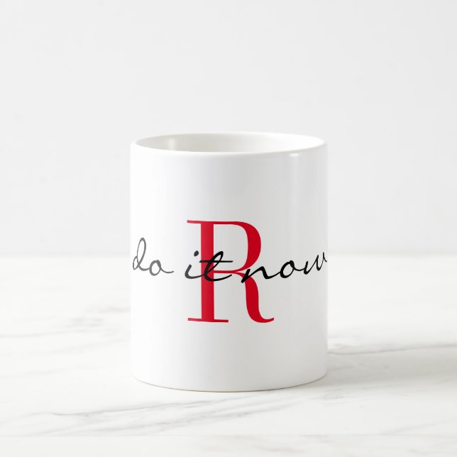 Caneca De Café Inicial de Monograma Vermelho com Design 'faça ago (Centro)
